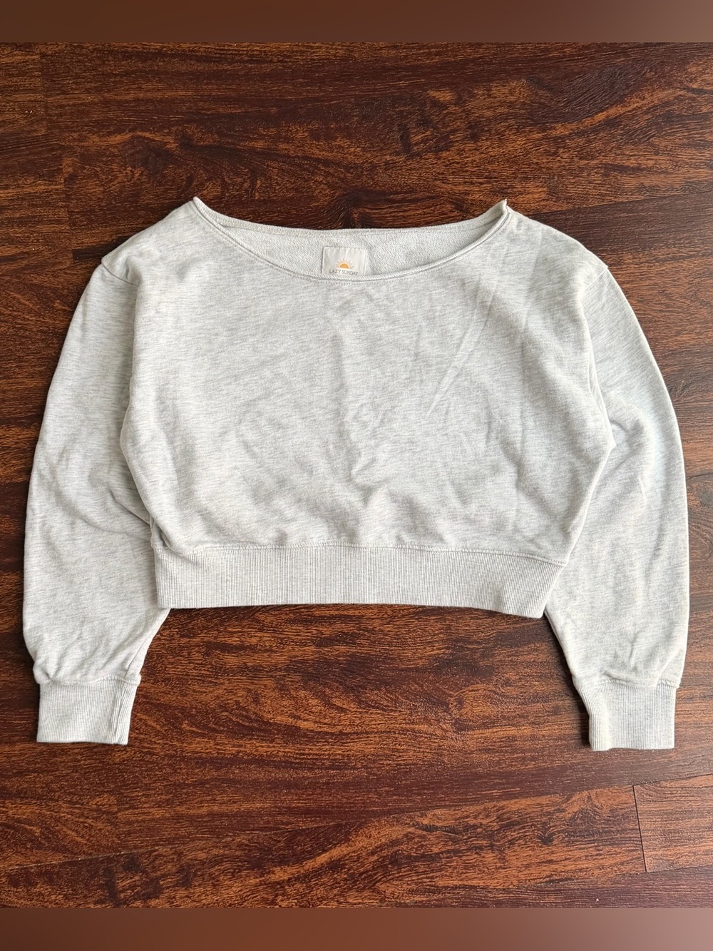 Lazy Sunday Cropped Crewneck Sweatshirt Heather Gray Women’s S